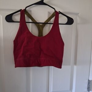 Reversible Cross-Back Sports Bra in Wine and Olive